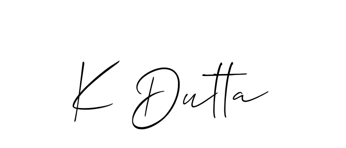 Design your own signature with our free online signature maker. With this signature software, you can create a handwritten (Allison_Script) signature for name K Dutta. K Dutta signature style 2 images and pictures png