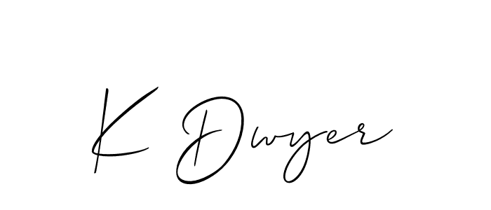 How to make K Dwyer name signature. Use Allison_Script style for creating short signs online. This is the latest handwritten sign. K Dwyer signature style 2 images and pictures png