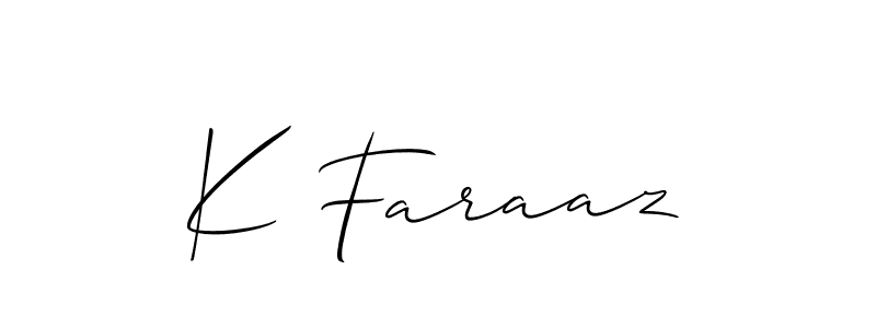How to make K Faraaz name signature. Use Allison_Script style for creating short signs online. This is the latest handwritten sign. K Faraaz signature style 2 images and pictures png