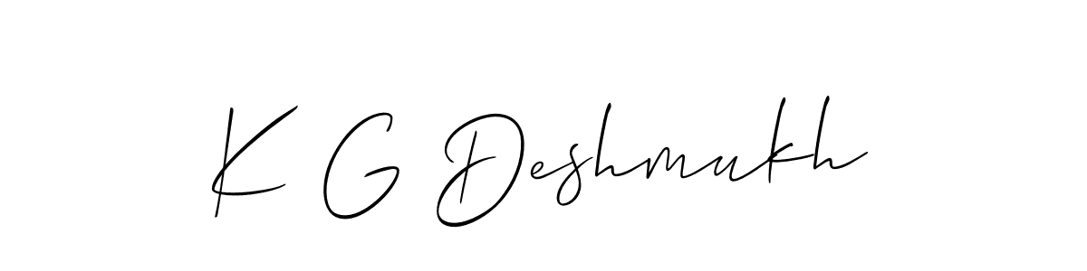 Allison_Script is a professional signature style that is perfect for those who want to add a touch of class to their signature. It is also a great choice for those who want to make their signature more unique. Get K G Deshmukh name to fancy signature for free. K G Deshmukh signature style 2 images and pictures png