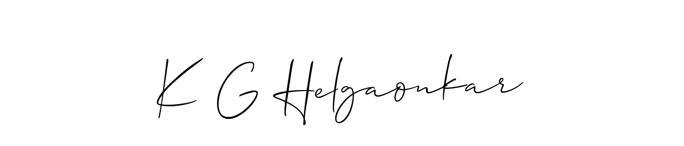 Allison_Script is a professional signature style that is perfect for those who want to add a touch of class to their signature. It is also a great choice for those who want to make their signature more unique. Get K G Helgaonkar name to fancy signature for free. K G Helgaonkar signature style 2 images and pictures png