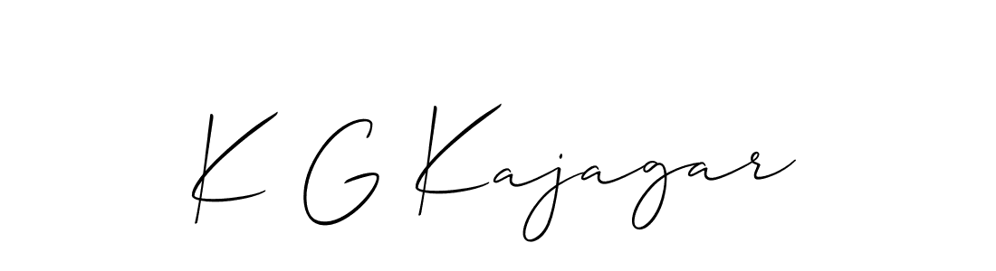 Make a short K G Kajagar signature style. Manage your documents anywhere anytime using Allison_Script. Create and add eSignatures, submit forms, share and send files easily. K G Kajagar signature style 2 images and pictures png