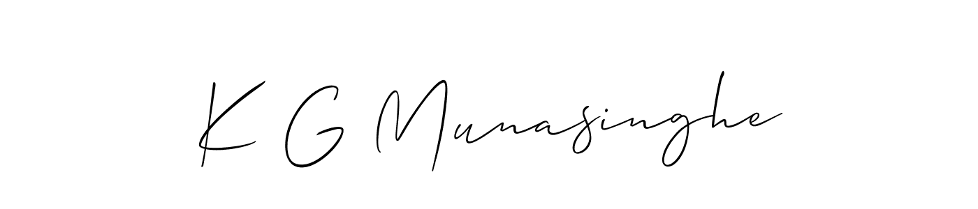 You can use this online signature creator to create a handwritten signature for the name K G Munasinghe. This is the best online autograph maker. K G Munasinghe signature style 2 images and pictures png