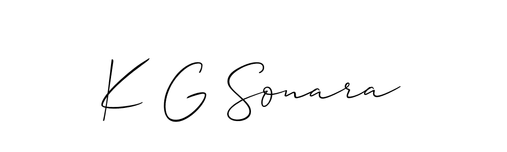 Allison_Script is a professional signature style that is perfect for those who want to add a touch of class to their signature. It is also a great choice for those who want to make their signature more unique. Get K G Sonara name to fancy signature for free. K G Sonara signature style 2 images and pictures png