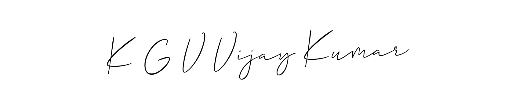 How to make K G V Vijay Kumar name signature. Use Allison_Script style for creating short signs online. This is the latest handwritten sign. K G V Vijay Kumar signature style 2 images and pictures png