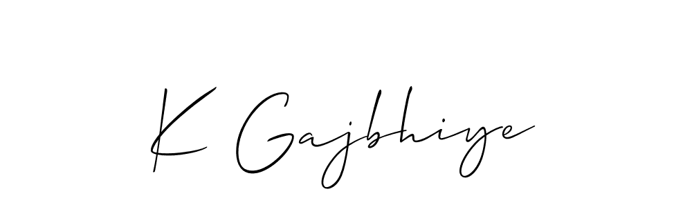 The best way (Allison_Script) to make a short signature is to pick only two or three words in your name. The name K Gajbhiye include a total of six letters. For converting this name. K Gajbhiye signature style 2 images and pictures png