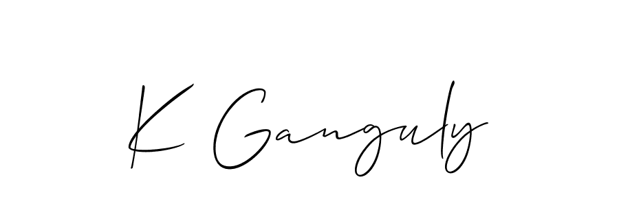 Allison_Script is a professional signature style that is perfect for those who want to add a touch of class to their signature. It is also a great choice for those who want to make their signature more unique. Get K Ganguly name to fancy signature for free. K Ganguly signature style 2 images and pictures png