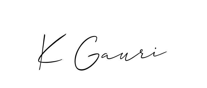 Create a beautiful signature design for name K Gauri. With this signature (Allison_Script) fonts, you can make a handwritten signature for free. K Gauri signature style 2 images and pictures png