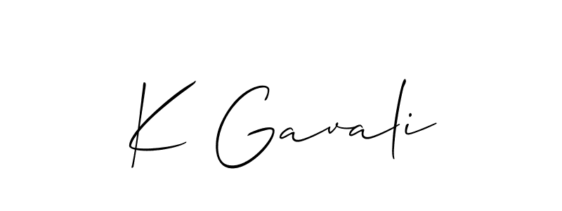 Allison_Script is a professional signature style that is perfect for those who want to add a touch of class to their signature. It is also a great choice for those who want to make their signature more unique. Get K Gavali name to fancy signature for free. K Gavali signature style 2 images and pictures png