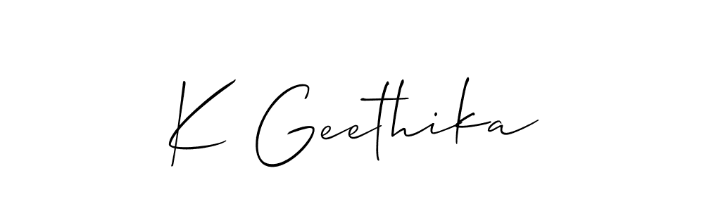 How to make K Geethika signature? Allison_Script is a professional autograph style. Create handwritten signature for K Geethika name. K Geethika signature style 2 images and pictures png