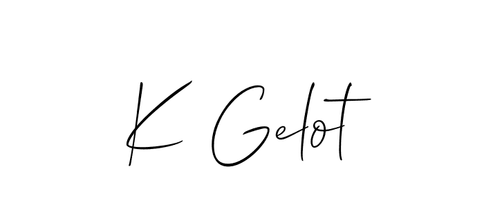 Make a short K Gelot signature style. Manage your documents anywhere anytime using Allison_Script. Create and add eSignatures, submit forms, share and send files easily. K Gelot signature style 2 images and pictures png