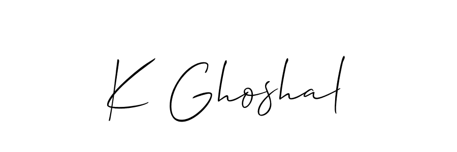 Use a signature maker to create a handwritten signature online. With this signature software, you can design (Allison_Script) your own signature for name K Ghoshal. K Ghoshal signature style 2 images and pictures png