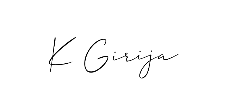 This is the best signature style for the K Girija name. Also you like these signature font (Allison_Script). Mix name signature. K Girija signature style 2 images and pictures png