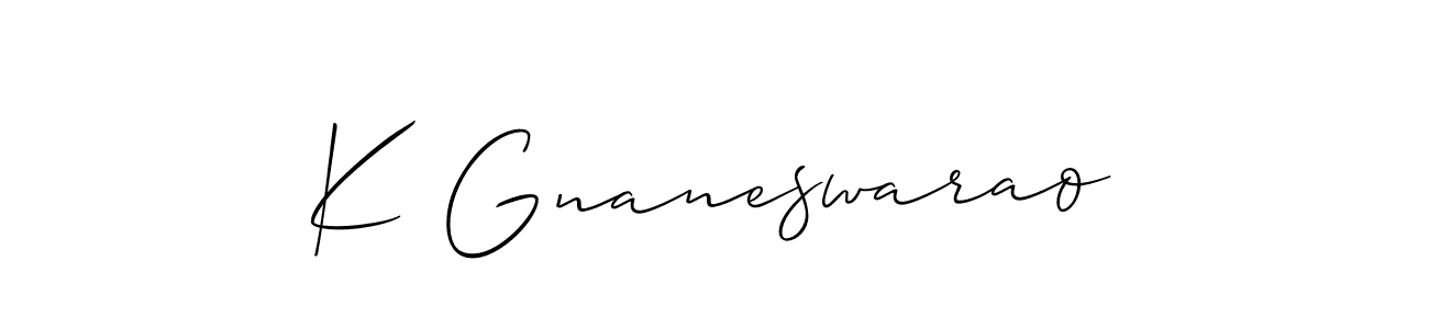 Also You can easily find your signature by using the search form. We will create K Gnaneswarao name handwritten signature images for you free of cost using Allison_Script sign style. K Gnaneswarao signature style 2 images and pictures png