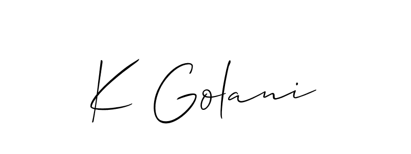 How to make K Golani name signature. Use Allison_Script style for creating short signs online. This is the latest handwritten sign. K Golani signature style 2 images and pictures png