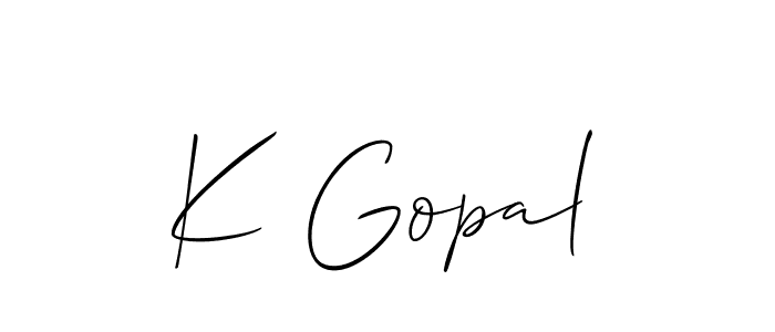Also we have K Gopal name is the best signature style. Create professional handwritten signature collection using Allison_Script autograph style. K Gopal signature style 2 images and pictures png