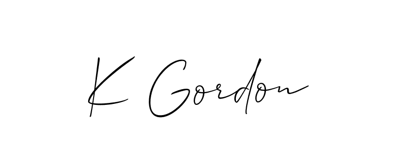 It looks lik you need a new signature style for name K Gordon. Design unique handwritten (Allison_Script) signature with our free signature maker in just a few clicks. K Gordon signature style 2 images and pictures png