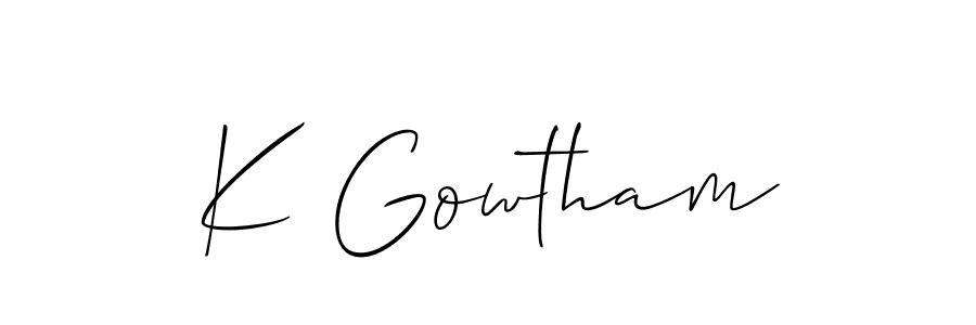 Allison_Script is a professional signature style that is perfect for those who want to add a touch of class to their signature. It is also a great choice for those who want to make their signature more unique. Get K Gowtham name to fancy signature for free. K Gowtham signature style 2 images and pictures png