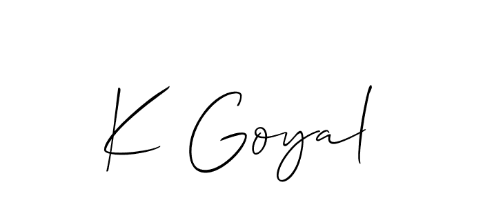 How to make K Goyal name signature. Use Allison_Script style for creating short signs online. This is the latest handwritten sign. K Goyal signature style 2 images and pictures png