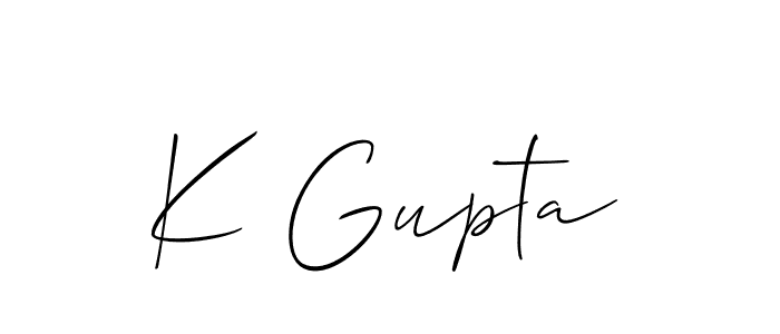 Also You can easily find your signature by using the search form. We will create K Gupta name handwritten signature images for you free of cost using Allison_Script sign style. K Gupta signature style 2 images and pictures png