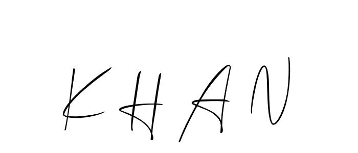 You should practise on your own different ways (Allison_Script) to write your name (K H A N) in signature. don't let someone else do it for you. K H A N signature style 2 images and pictures png