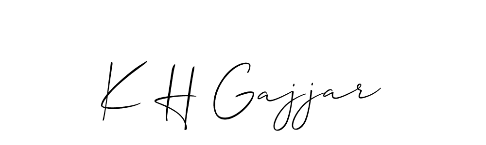How to make K H Gajjar name signature. Use Allison_Script style for creating short signs online. This is the latest handwritten sign. K H Gajjar signature style 2 images and pictures png