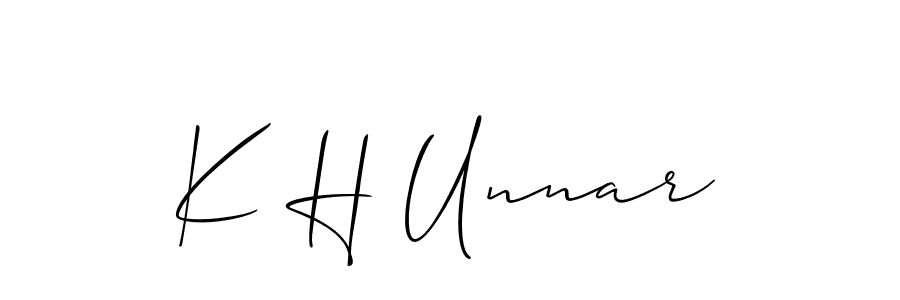 How to make K H Unnar name signature. Use Allison_Script style for creating short signs online. This is the latest handwritten sign. K H Unnar signature style 2 images and pictures png