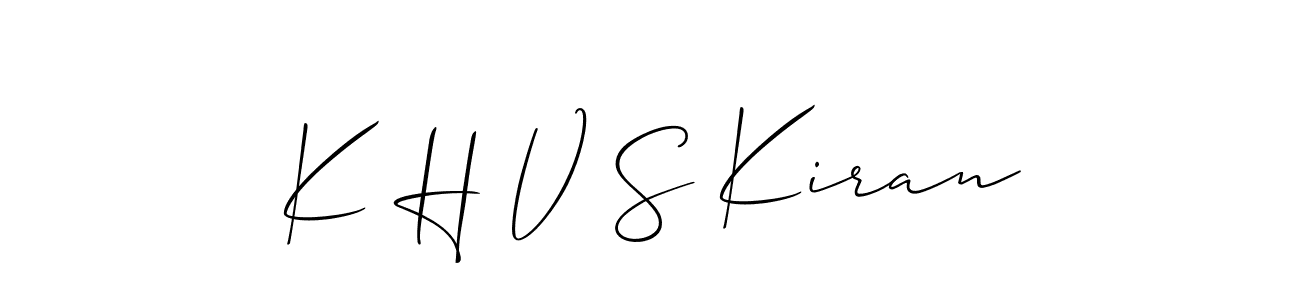 The best way (Allison_Script) to make a short signature is to pick only two or three words in your name. The name K H V S Kiran include a total of six letters. For converting this name. K H V S Kiran signature style 2 images and pictures png