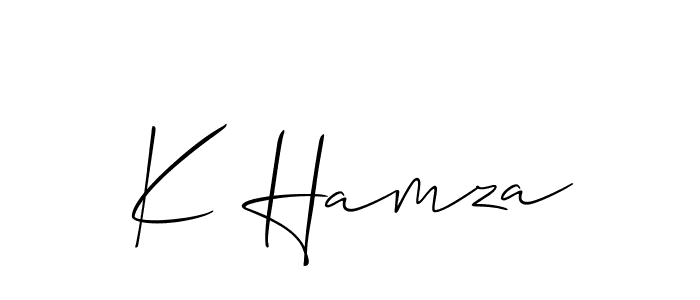 Make a beautiful signature design for name K Hamza. With this signature (Allison_Script) style, you can create a handwritten signature for free. K Hamza signature style 2 images and pictures png