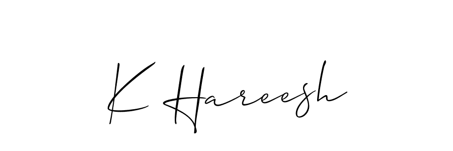 Also we have K Hareesh name is the best signature style. Create professional handwritten signature collection using Allison_Script autograph style. K Hareesh signature style 2 images and pictures png