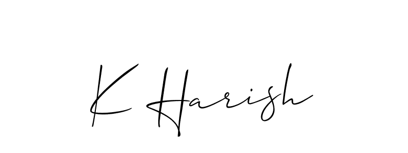 Use a signature maker to create a handwritten signature online. With this signature software, you can design (Allison_Script) your own signature for name K Harish. K Harish signature style 2 images and pictures png