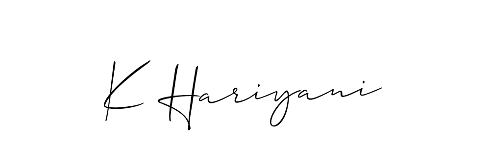 How to make K Hariyani signature? Allison_Script is a professional autograph style. Create handwritten signature for K Hariyani name. K Hariyani signature style 2 images and pictures png