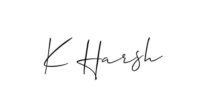 Also we have K Harsh name is the best signature style. Create professional handwritten signature collection using Allison_Script autograph style. K Harsh signature style 2 images and pictures png