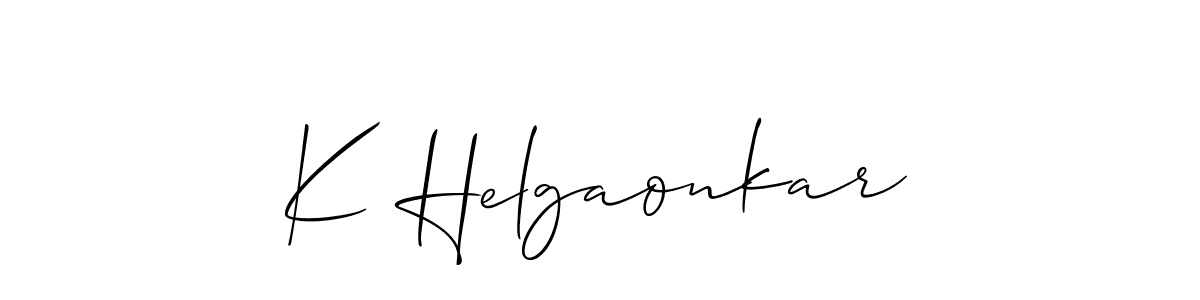 Use a signature maker to create a handwritten signature online. With this signature software, you can design (Allison_Script) your own signature for name K Helgaonkar. K Helgaonkar signature style 2 images and pictures png