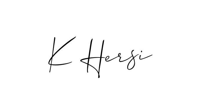 Allison_Script is a professional signature style that is perfect for those who want to add a touch of class to their signature. It is also a great choice for those who want to make their signature more unique. Get K Hersi name to fancy signature for free. K Hersi signature style 2 images and pictures png