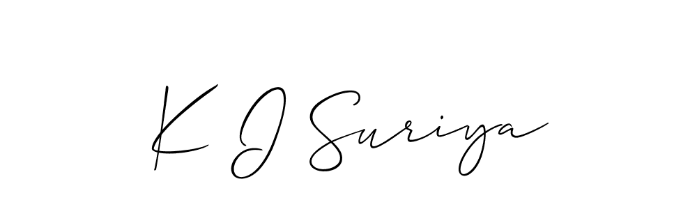 How to make K I Suriya name signature. Use Allison_Script style for creating short signs online. This is the latest handwritten sign. K I Suriya signature style 2 images and pictures png