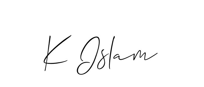 Design your own signature with our free online signature maker. With this signature software, you can create a handwritten (Allison_Script) signature for name K Islam. K Islam signature style 2 images and pictures png