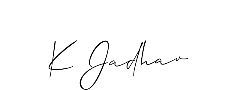 Make a short K Jadhav signature style. Manage your documents anywhere anytime using Allison_Script. Create and add eSignatures, submit forms, share and send files easily. K Jadhav signature style 2 images and pictures png