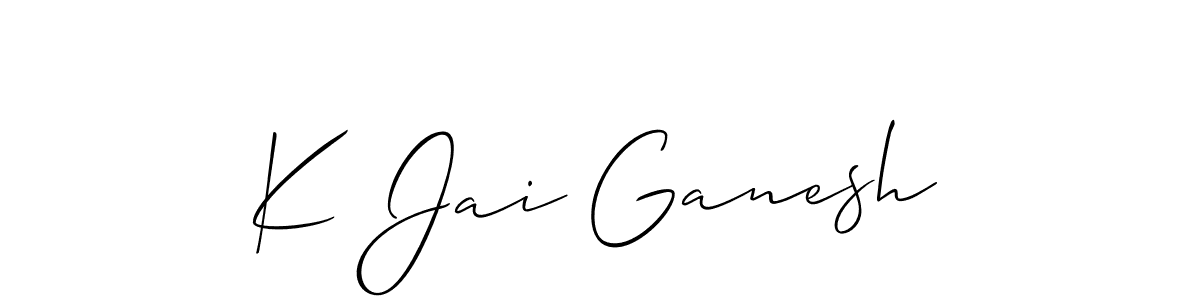 Also we have K Jai Ganesh name is the best signature style. Create professional handwritten signature collection using Allison_Script autograph style. K Jai Ganesh signature style 2 images and pictures png