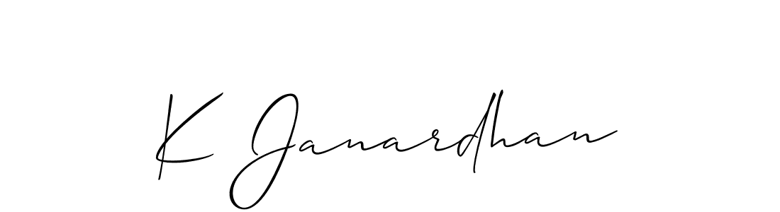 The best way (Allison_Script) to make a short signature is to pick only two or three words in your name. The name K Janardhan include a total of six letters. For converting this name. K Janardhan signature style 2 images and pictures png