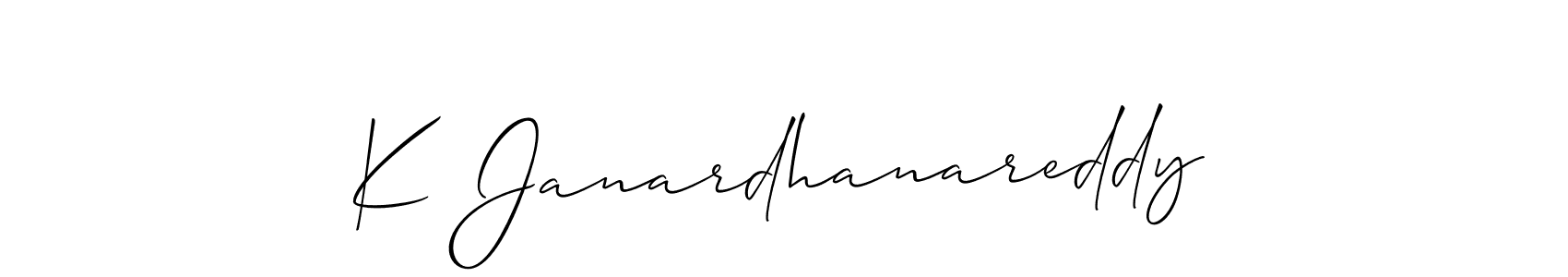 The best way (Allison_Script) to make a short signature is to pick only two or three words in your name. The name K Janardhanareddy include a total of six letters. For converting this name. K Janardhanareddy signature style 2 images and pictures png