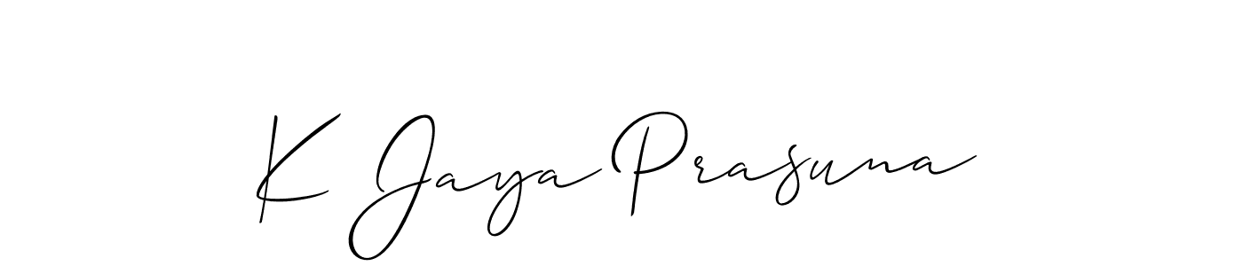 How to make K Jaya Prasuna signature? Allison_Script is a professional autograph style. Create handwritten signature for K Jaya Prasuna name. K Jaya Prasuna signature style 2 images and pictures png