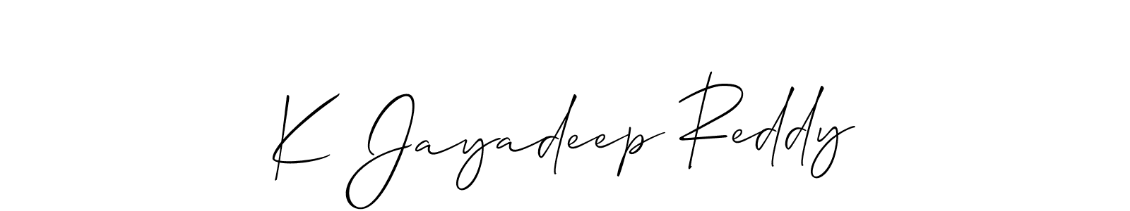 How to make K Jayadeep Reddy name signature. Use Allison_Script style for creating short signs online. This is the latest handwritten sign. K Jayadeep Reddy signature style 2 images and pictures png