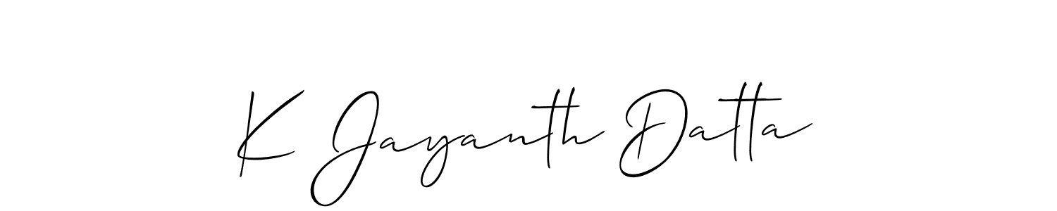 Design your own signature with our free online signature maker. With this signature software, you can create a handwritten (Allison_Script) signature for name K Jayanth Datta. K Jayanth Datta signature style 2 images and pictures png