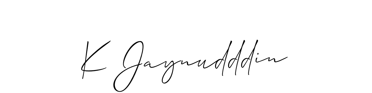 How to make K Jaynudddin name signature. Use Allison_Script style for creating short signs online. This is the latest handwritten sign. K Jaynudddin signature style 2 images and pictures png