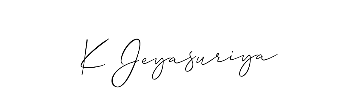 Make a beautiful signature design for name K Jeyasuriya. With this signature (Allison_Script) style, you can create a handwritten signature for free. K Jeyasuriya signature style 2 images and pictures png