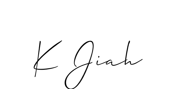 How to make K Jiah name signature. Use Allison_Script style for creating short signs online. This is the latest handwritten sign. K Jiah signature style 2 images and pictures png