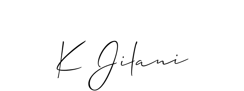 Allison_Script is a professional signature style that is perfect for those who want to add a touch of class to their signature. It is also a great choice for those who want to make their signature more unique. Get K Jilani name to fancy signature for free. K Jilani signature style 2 images and pictures png