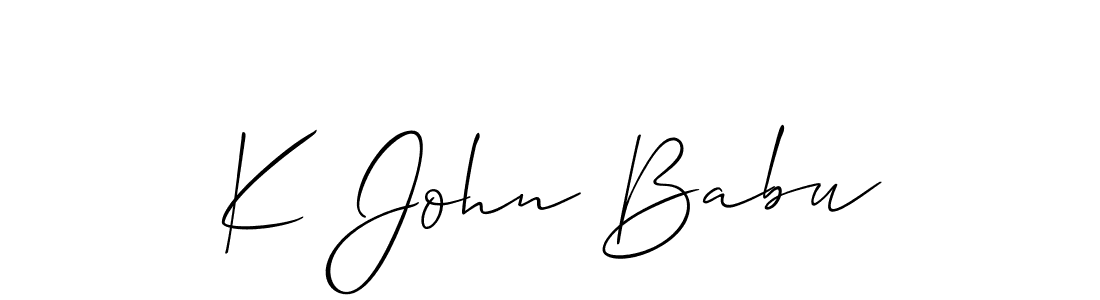 The best way (Allison_Script) to make a short signature is to pick only two or three words in your name. The name K John Babu include a total of six letters. For converting this name. K John Babu signature style 2 images and pictures png