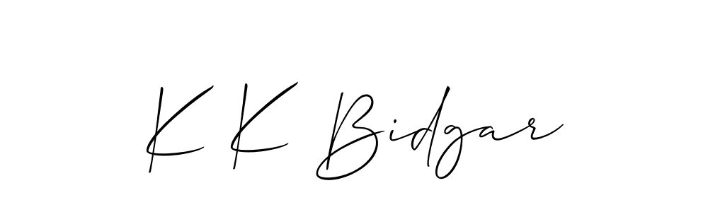 Also we have K K Bidgar name is the best signature style. Create professional handwritten signature collection using Allison_Script autograph style. K K Bidgar signature style 2 images and pictures png